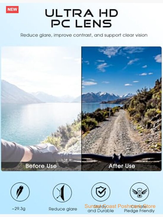 UV400 Protection Sports Sunglasses Wrap Around Running Cycling Fishing